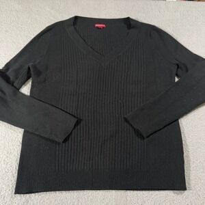 Merona Long Sleeve Pullover Sweater Black Women's Size XXL Womens V-Neck Top Fit